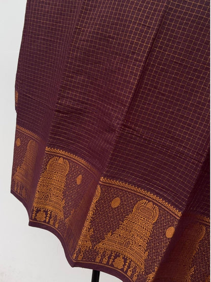 Temple Mayuri Gopuram Self Cotton Saree – Navy Blue | Madurai Sungudi Cotton | OV18