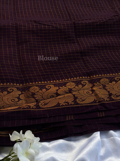 Anvika | Madurai Sungudi Cotton Saree | Blush Pink & Deep Plum | Double Side Gold Zari Border | OV30